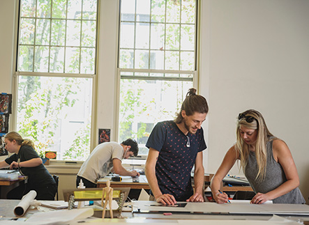 Architecture students in their studio