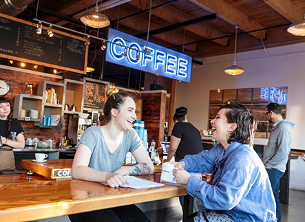 Students drinking coffee