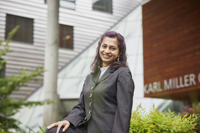 Student standing in front of KMC