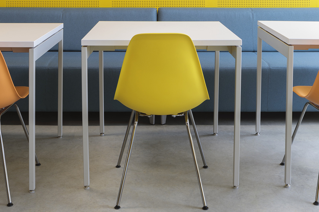 Empty chairs at table