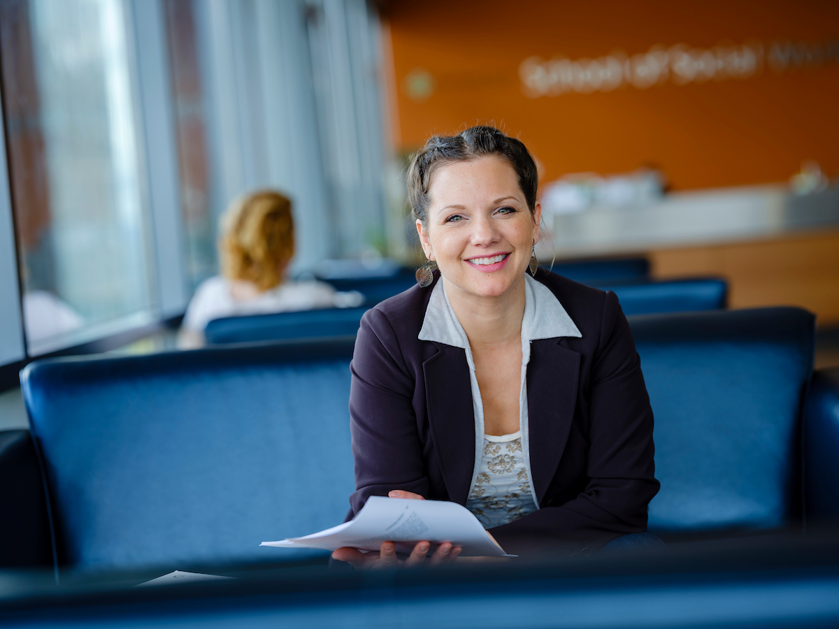 Student interviewing for grad program at PSU