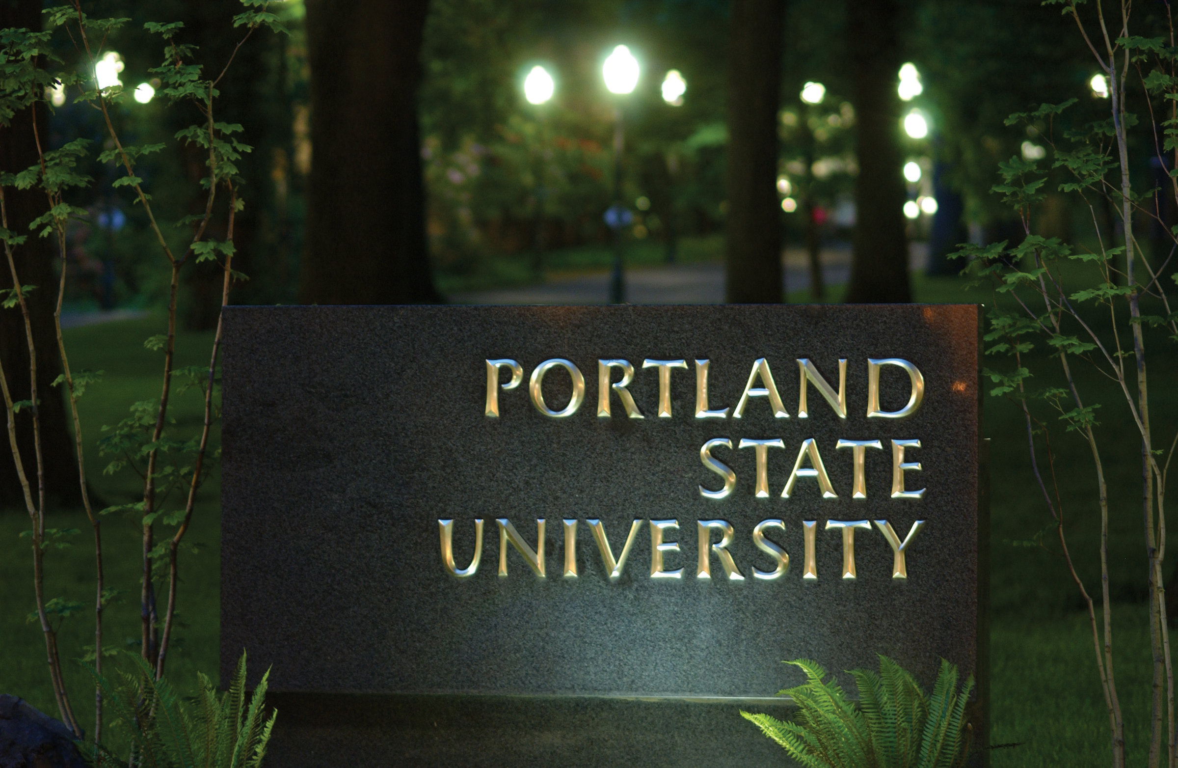 PSU sign at night
