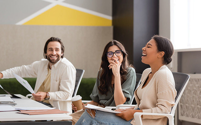 Young adults meet together for a workplace training.