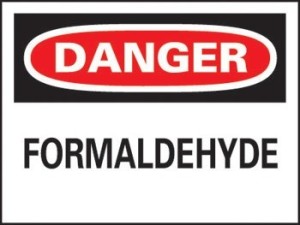 Sign reads "Danger. Formaldehyde."