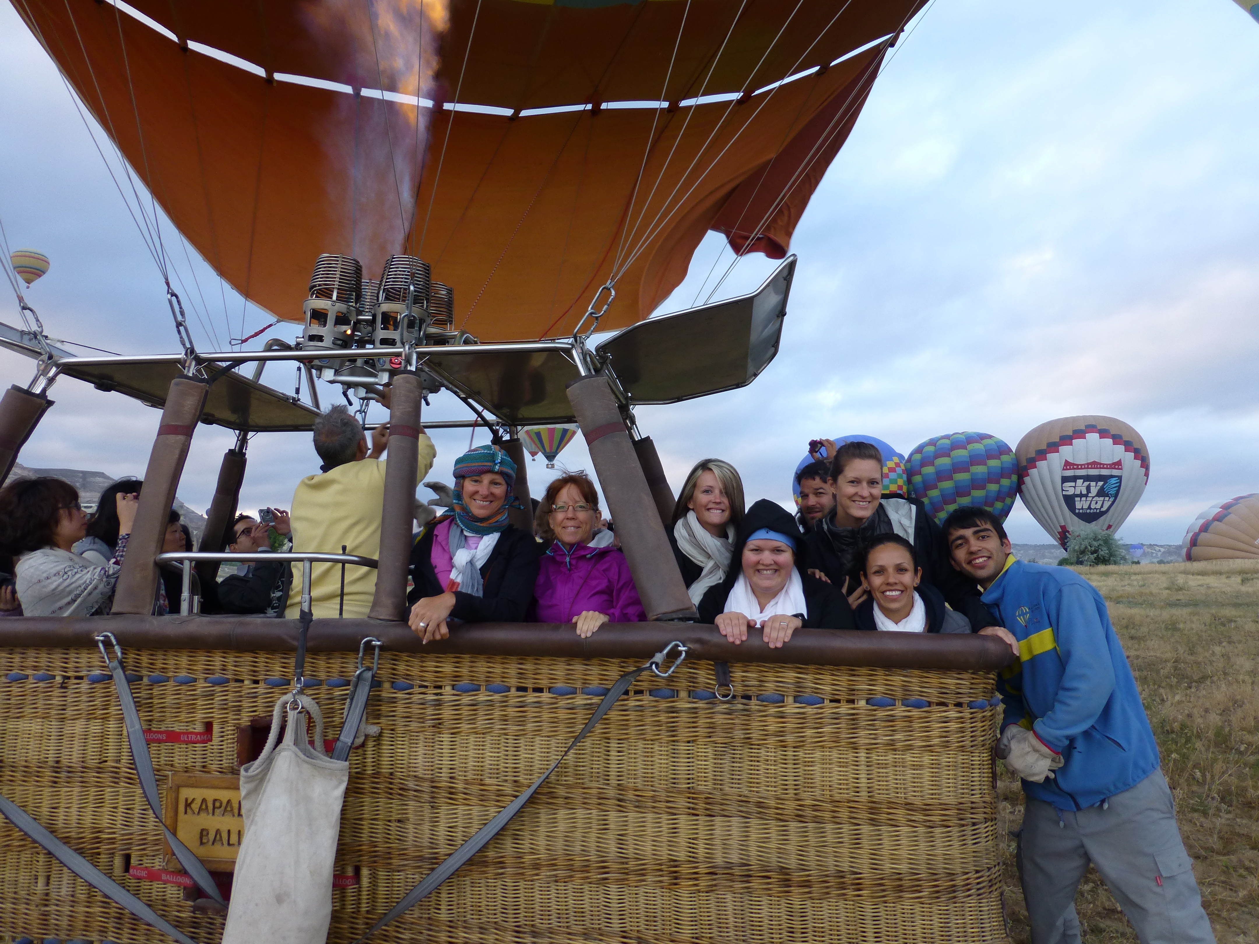 Group of Teacher Consultants in a hot air balloon that is still on the ground
