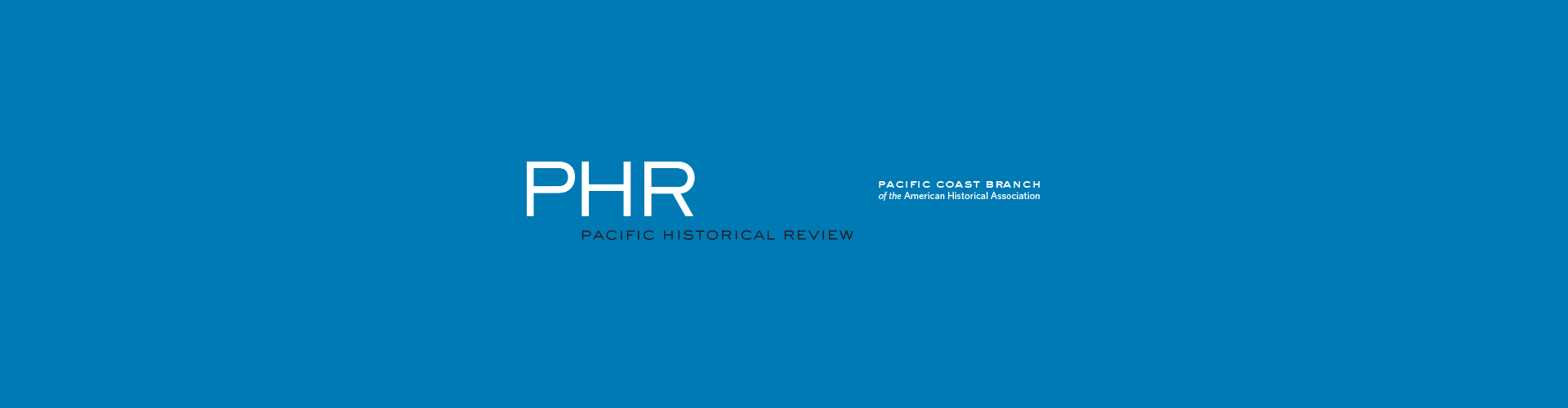 Pacific Historical Review blue banner with Pacific Coast Branch American Historical Association logo