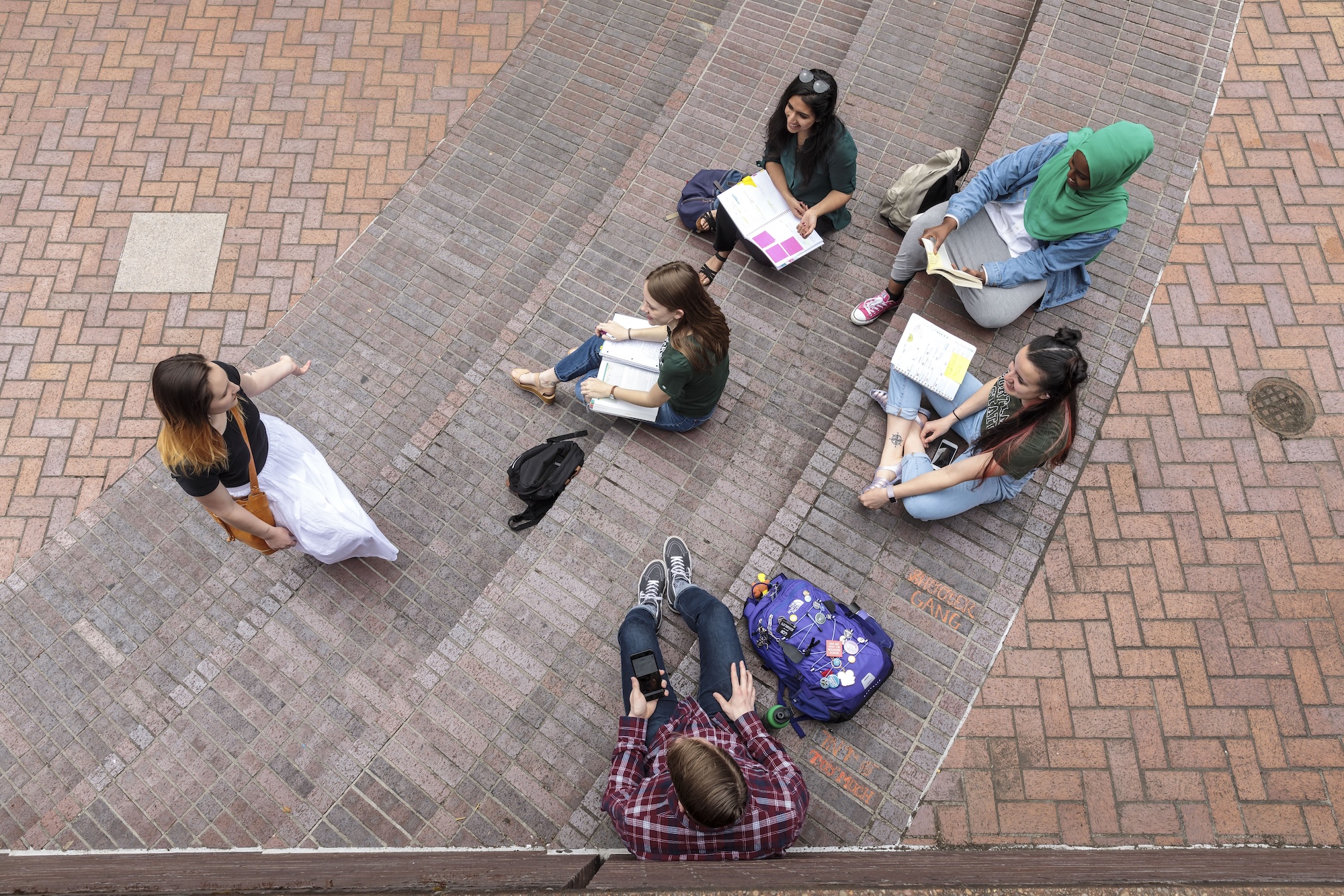 Students in Urban Plaza