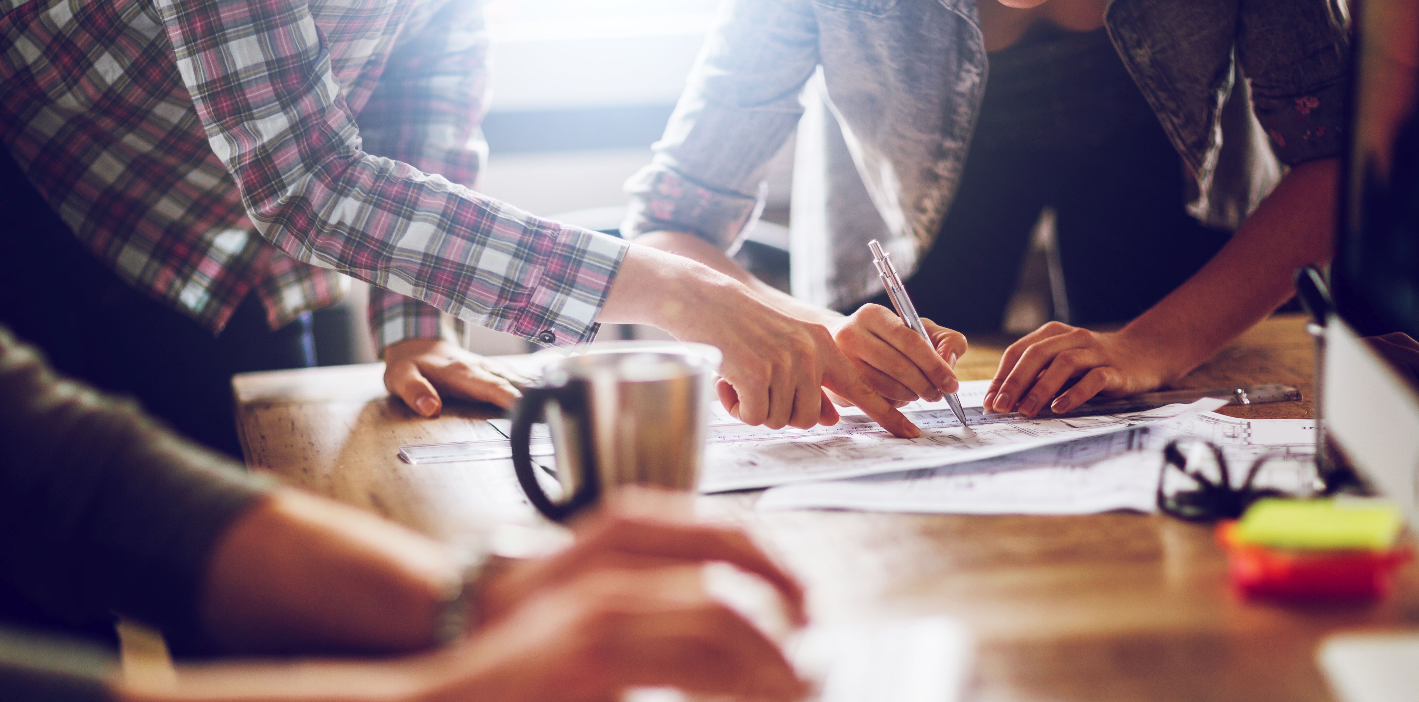 Group collaborating at table