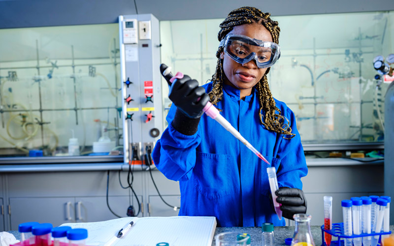 Student in chemistry lab
