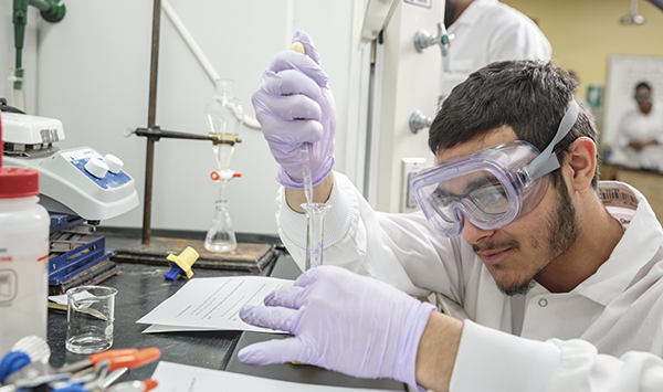 Student working in lab
