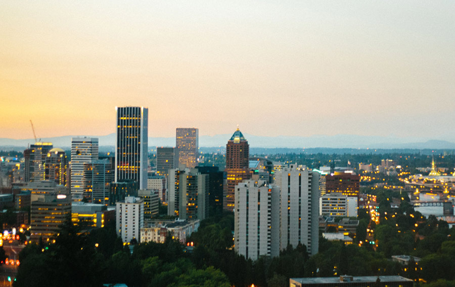 Portland dusk skyline