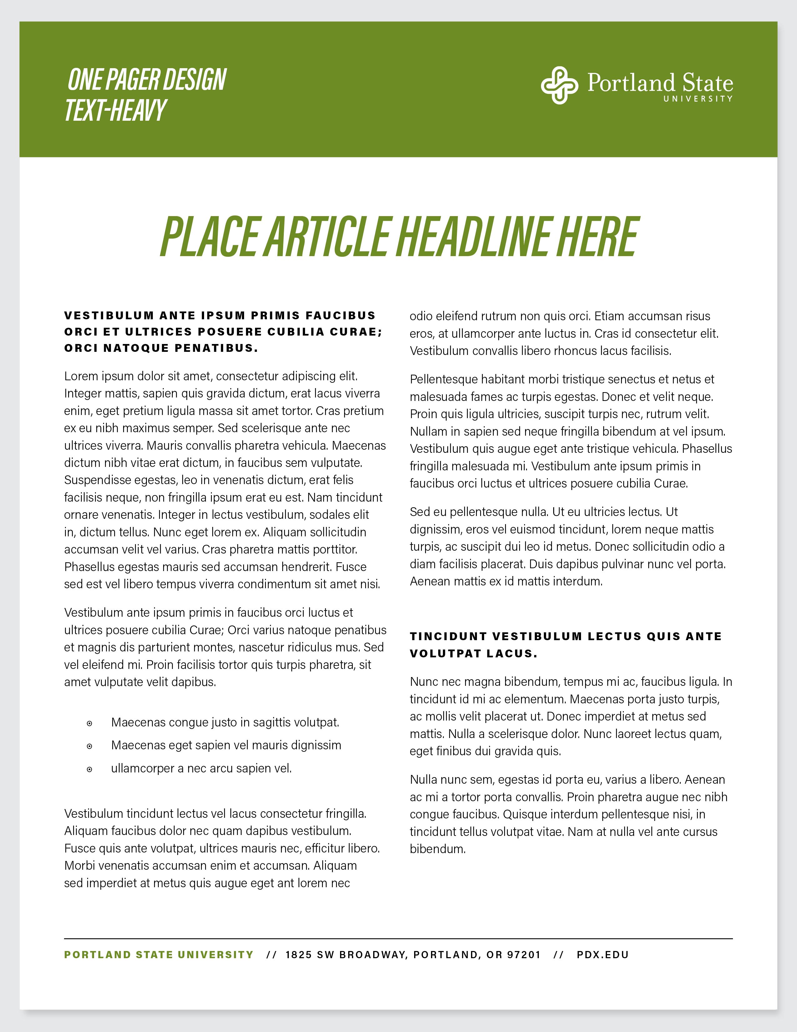 Example of text heavy one page document